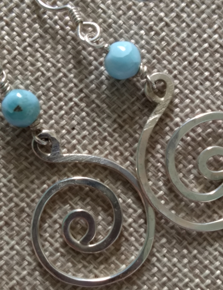 Larimar & Sterling Silver Silversmith Earrings
